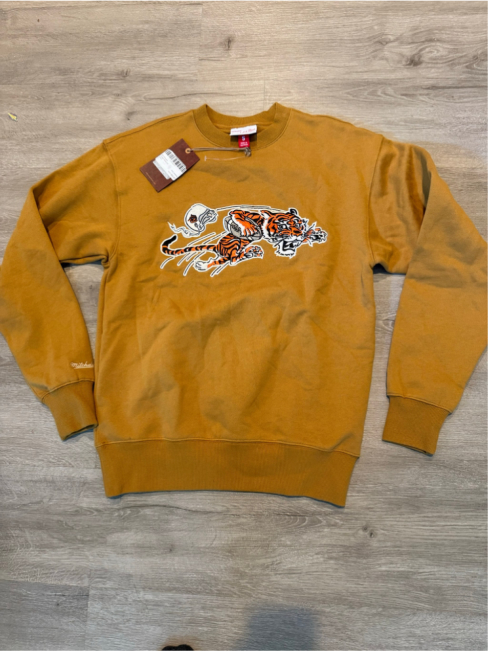 Men's Mitchell & Ness Cincinnati Bengals Sweatshirt Size S Tan Orange